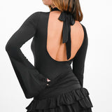 Annorlunda Open Back Ruffle Detail Mini Dress With Corsage