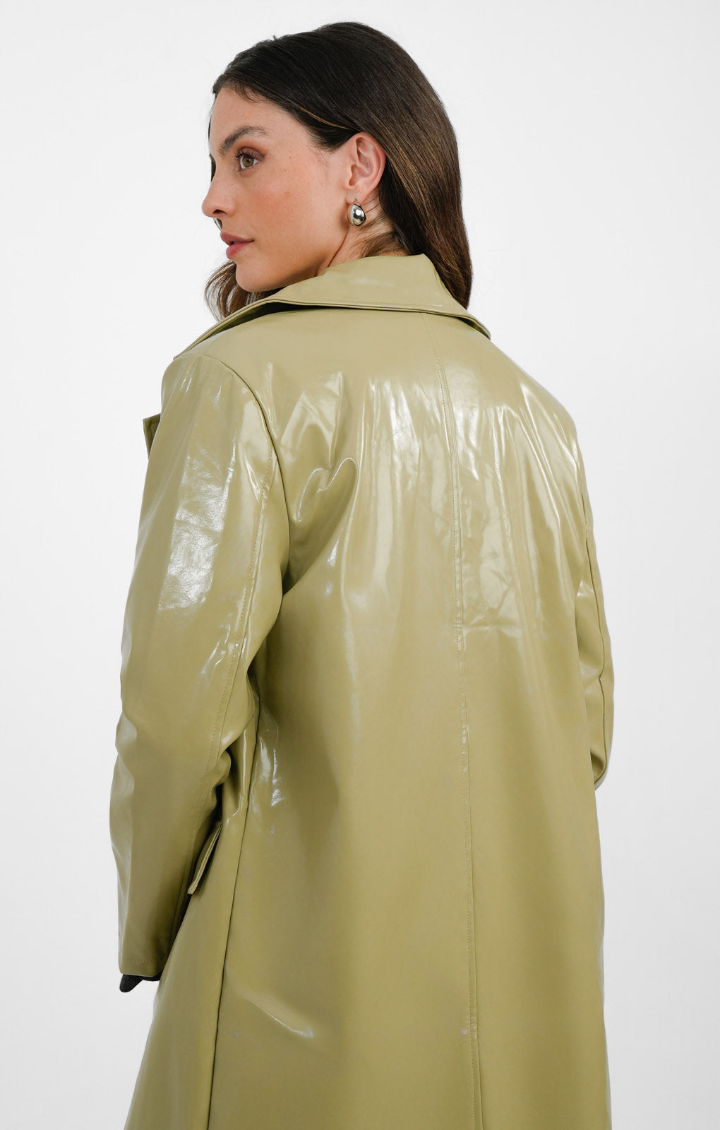 Urbancode Patent Coat In Sage Green