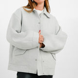 ASOS DESIGN Wool Blend Bomber Jacket In Grey