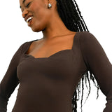 ASOS DESIGN Long Sleeve Midi Dress With Cup Detail In Chocolate