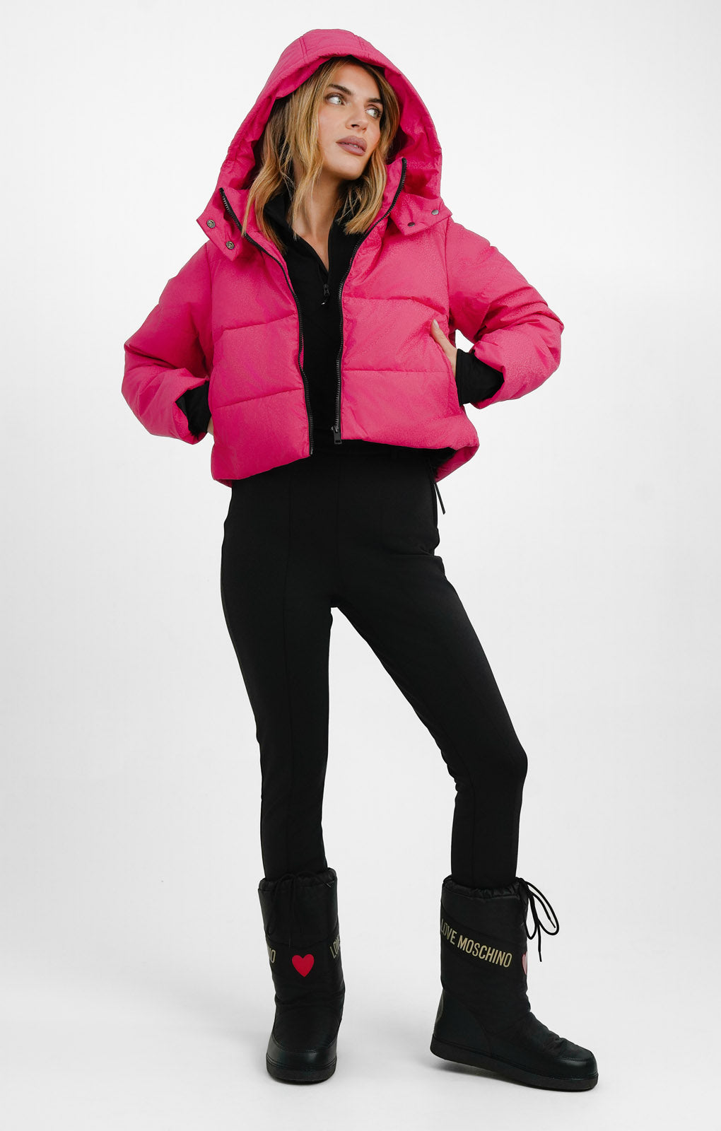 Rent Threadbare Ski Hooded Puffer Coat In Iridescent Pink | Hirestreet