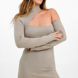 Pretty Lavish High Neck Cut Out Mini Dress In Taupe – dresses by Pretty Lavish, available to rent from Hirestreet