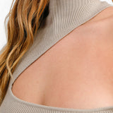 Pretty Lavish High Neck Cut Out Mini Dress In Taupe – dresses by Pretty Lavish, available to rent from Hirestreet