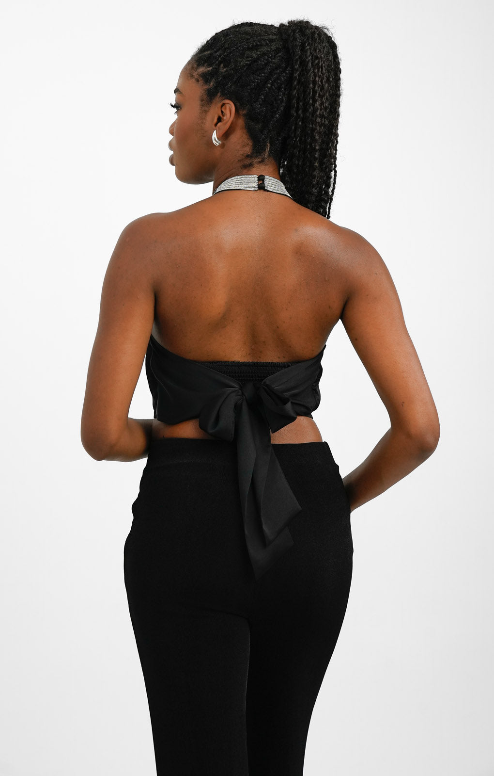 Forever New Embellished Tie Back Top In Black