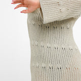 ASOS DESIGN Metallic Knitted Maxi Dress With Stitch Detail In Silver