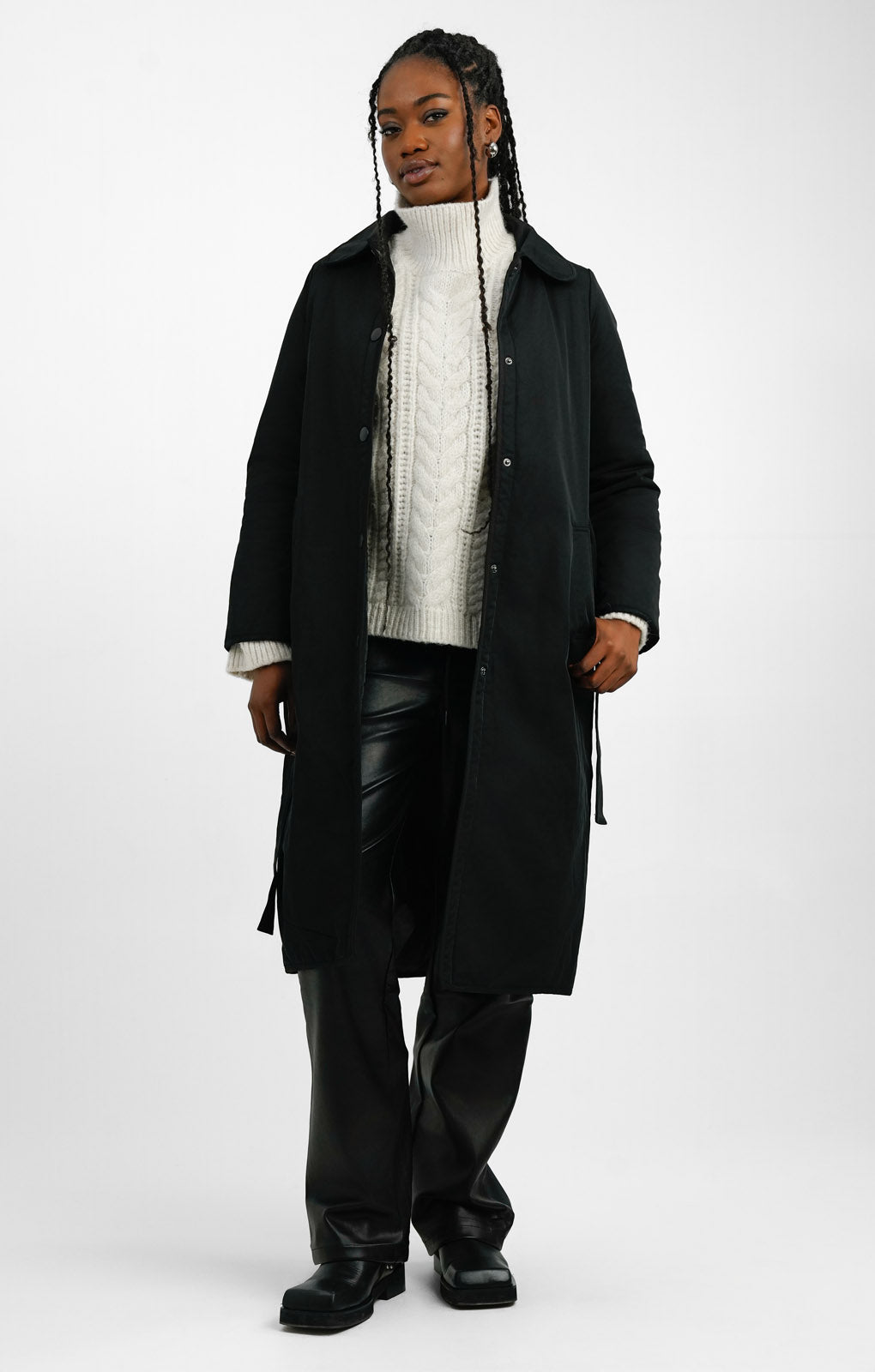 Whistles Padded Mac Coat In Black