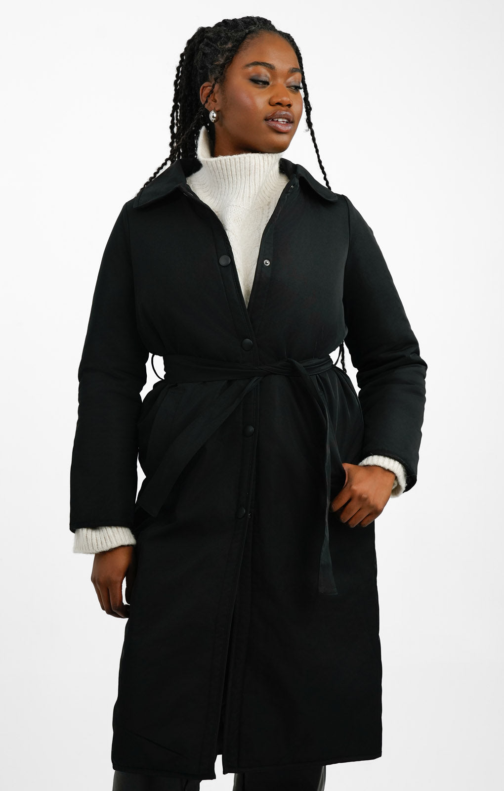 Whistles Padded Mac Coat In Black