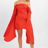 ASOS DESIGN Satin Cowl Neck Mini Dress With Exaggerated Sleeve Detail In Red