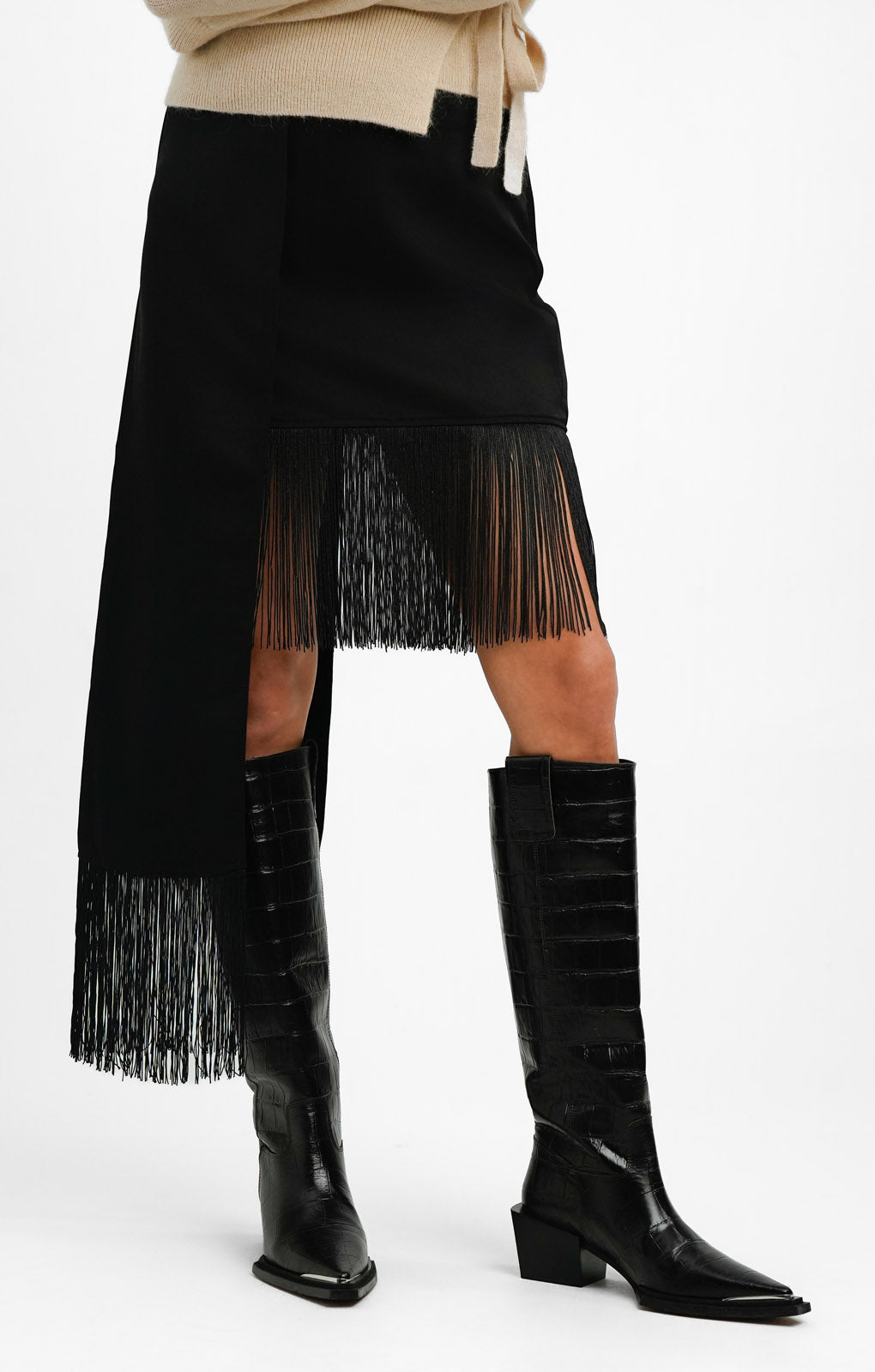 NA-KD x Josefine Hj Fringe Mini Skirt In Black