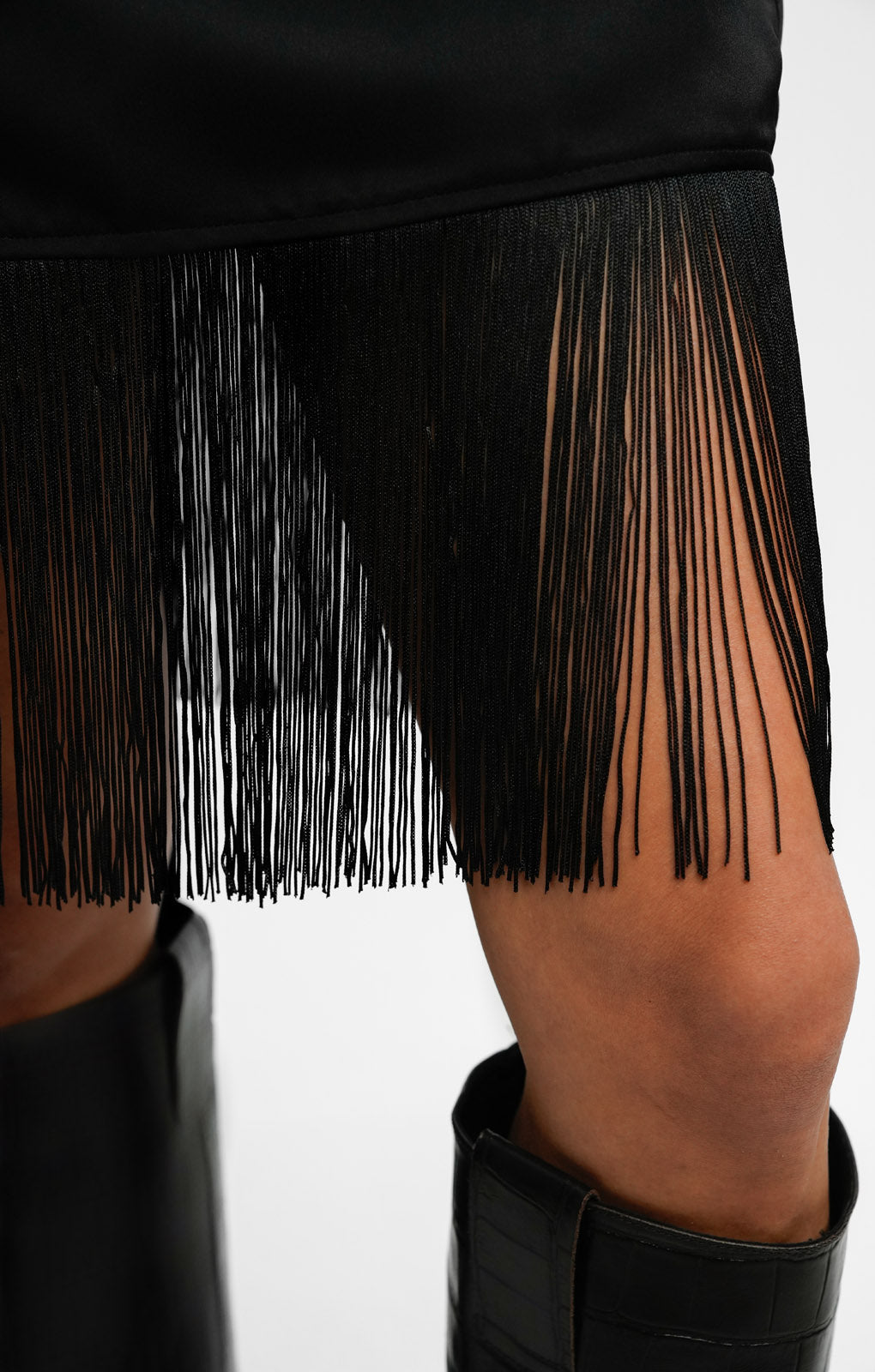 NA-KD x Josefine Hj Fringe Mini Skirt In Black