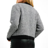 Knitted Tweed Look Contrast Edge Alpaca Wool Cardigan