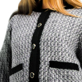 Knitted Tweed Look Contrast Edge Alpaca Wool Cardigan