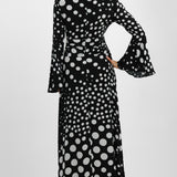 Topshop Button Down V Neck Tie Front Midi Dress In Polka Dot Print