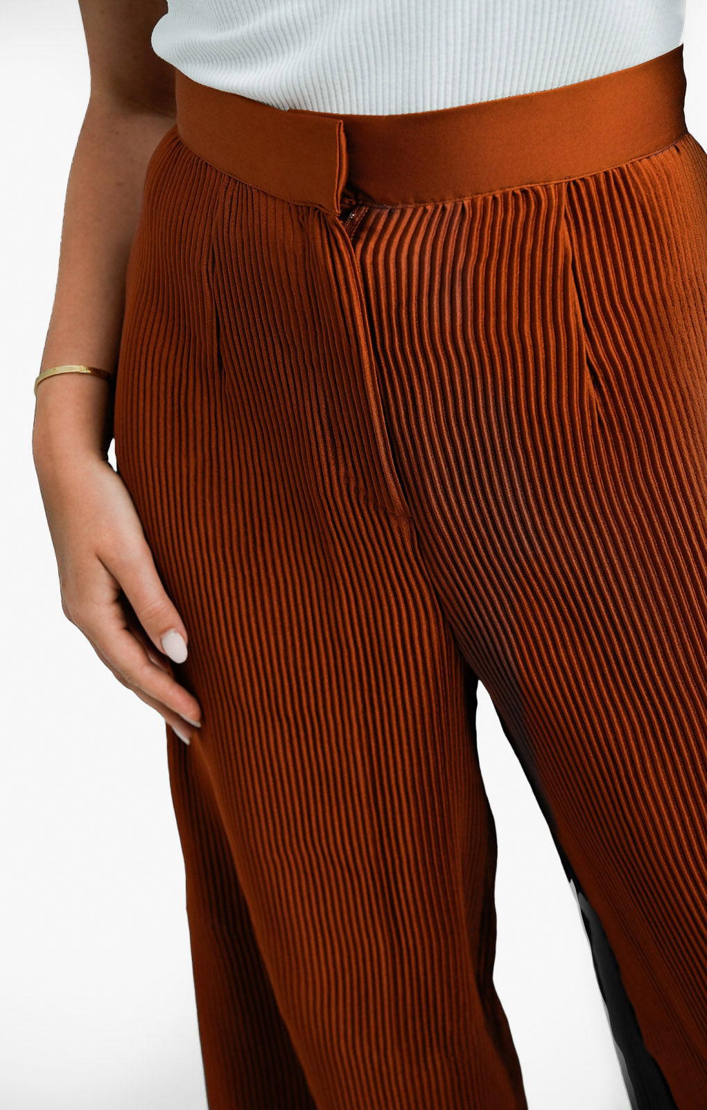 ASOS EDITION Wide Leg Plisse Pleat Front Trouser In Rust