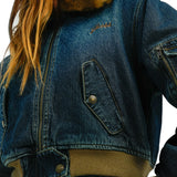 Guess Originals Fur Denim Bomber Jacket In Blue
