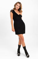 Topshop Sheer And Lace Mix Knot Front Bodycon Mini Dress In Black