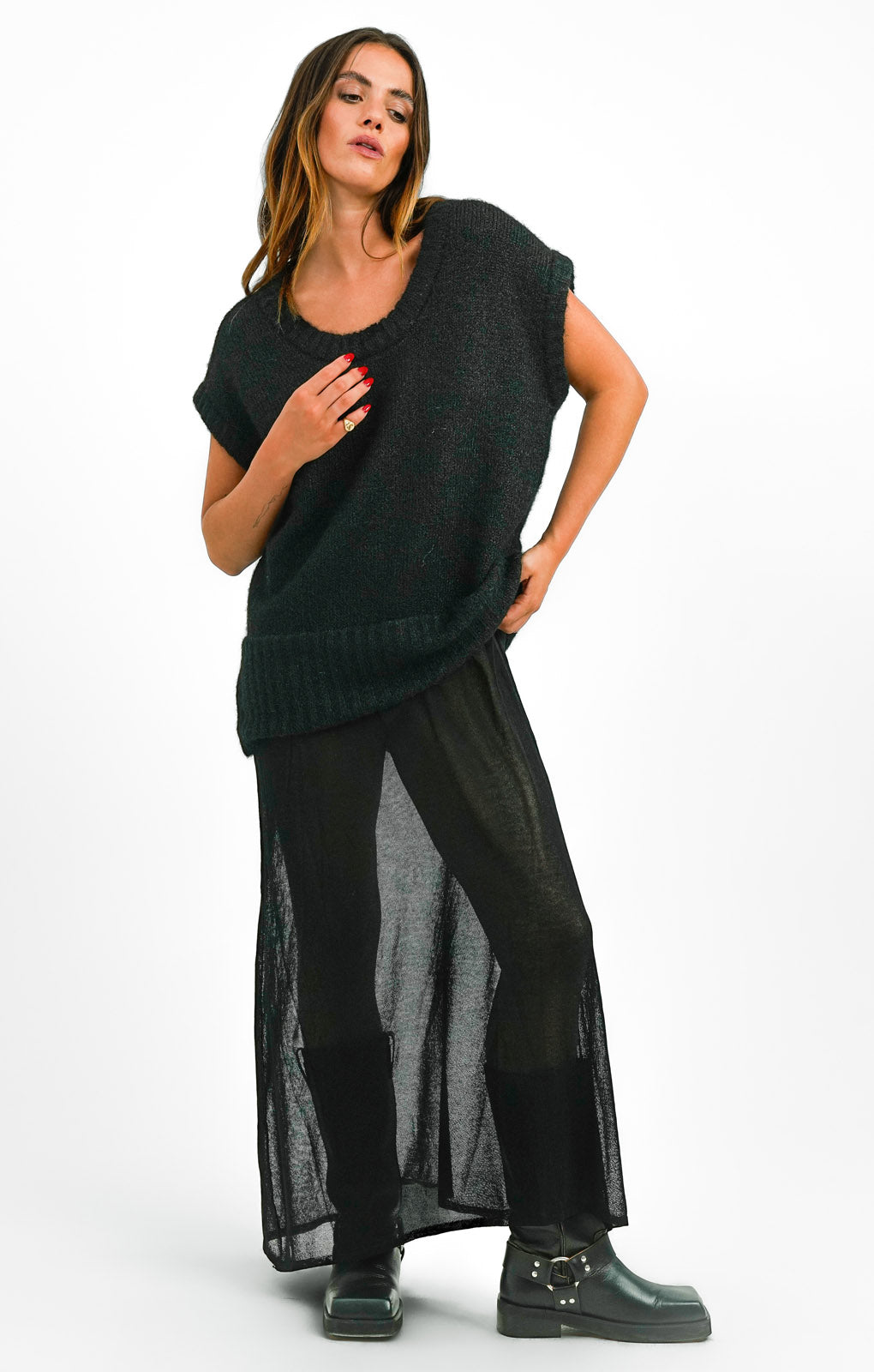 NA-KD Knitted Maxi Dress In Black