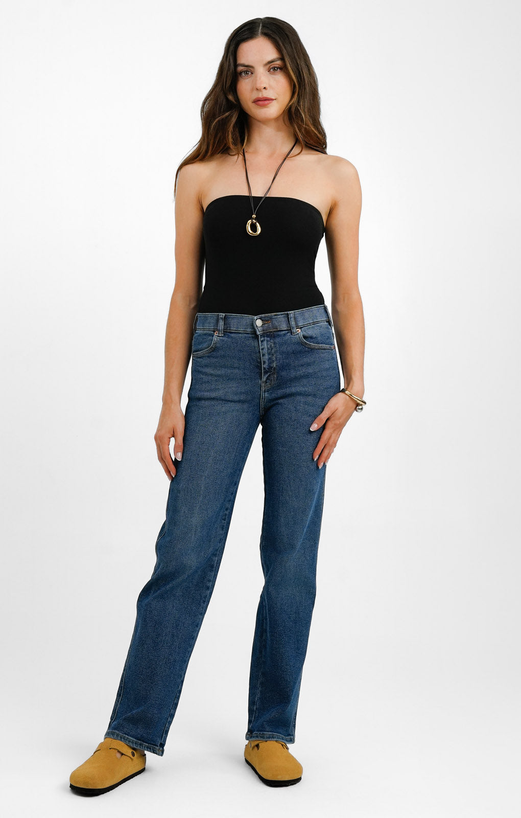 Dr Denim Lexy Mid Waist Straight Slim Fit Straight Leg In Cape Dark Used