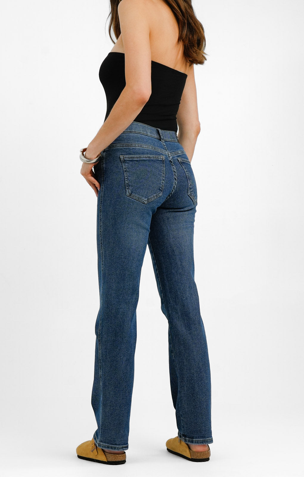 Dr Denim Lexy Mid Waist Straight Slim Fit Straight Leg In Cape Dark Used