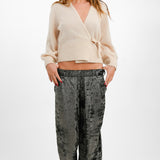 Wool Blend Wrap Cardigan In Beige