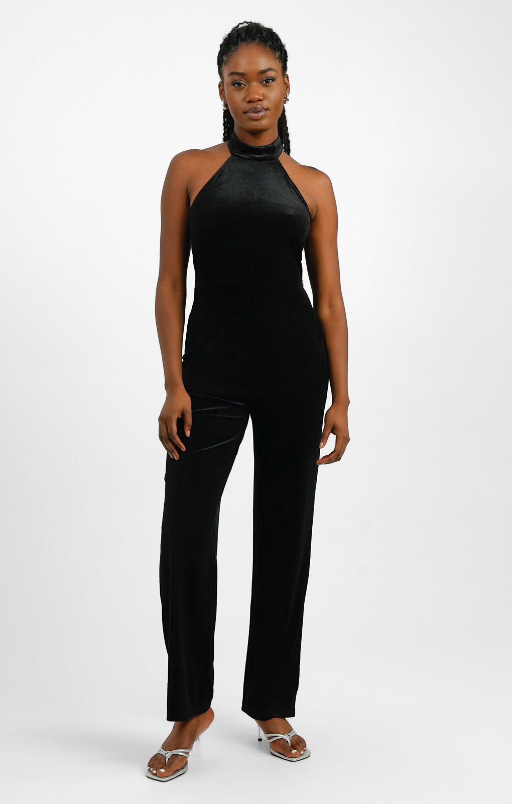 NA-KD Velvet Jumpsuit In Black