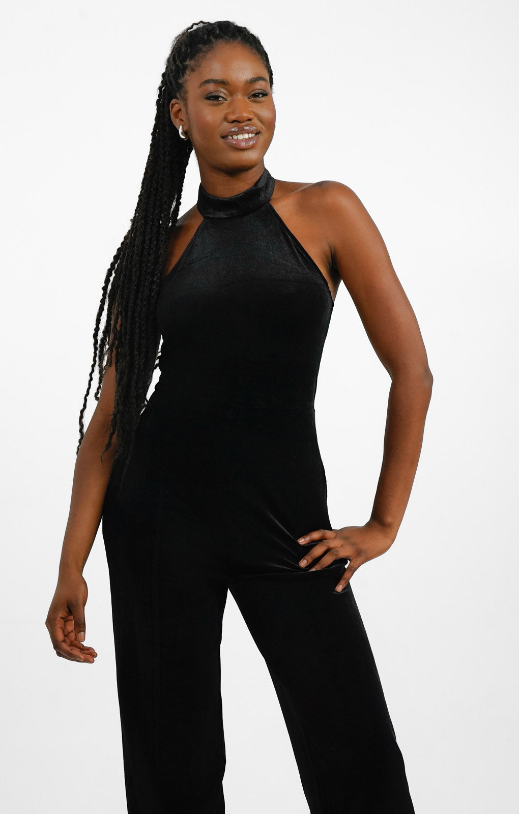 NA-KD Velvet Jumpsuit In Black