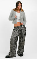 Free People Wide Leg Trousers In Metallic Gunmetal Grey