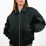 Wrangler Bomber Jacket With Collar And Ruching Detail In Black