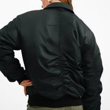 Wrangler Bomber Jacket With Collar And Ruching Detail In Black