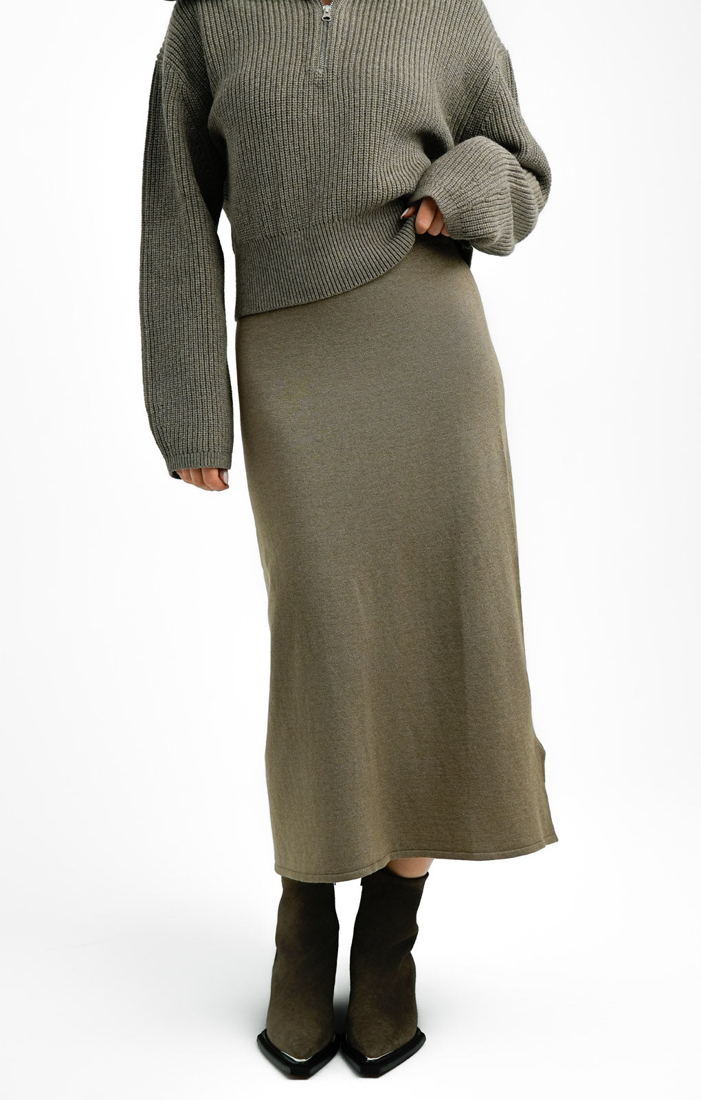 NA-KD Co-Ord Knitted Midi Skirt In Brown
