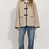 H&M Cream Thick Furry Cropped Jacket