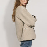 H&M Cream Thick Furry Cropped Jacket