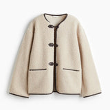 H&M Cream Thick Furry Cropped Jacket