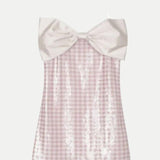 Harmur Big Bow Dress Pink Gingham Sequins