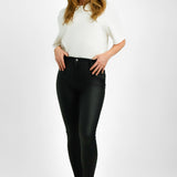 Topshop Petite Joni Jeans In Coated Black