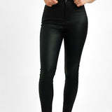 Topshop Petite Joni Jeans In Coated Black