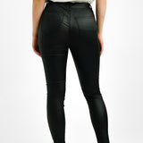 Topshop Petite Joni Jeans In Coated Black