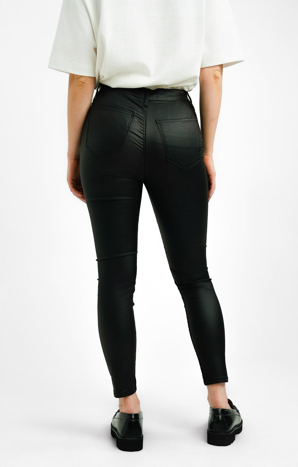 Topshop Petite Joni Jeans In Coated Black
