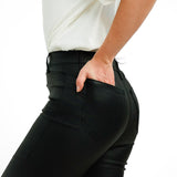 Topshop Petite Joni Jeans In Coated Black
