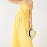 Hush Jade Halter Yellow Midi Dress