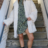 Topshop Chunky Borg Coat In Cream