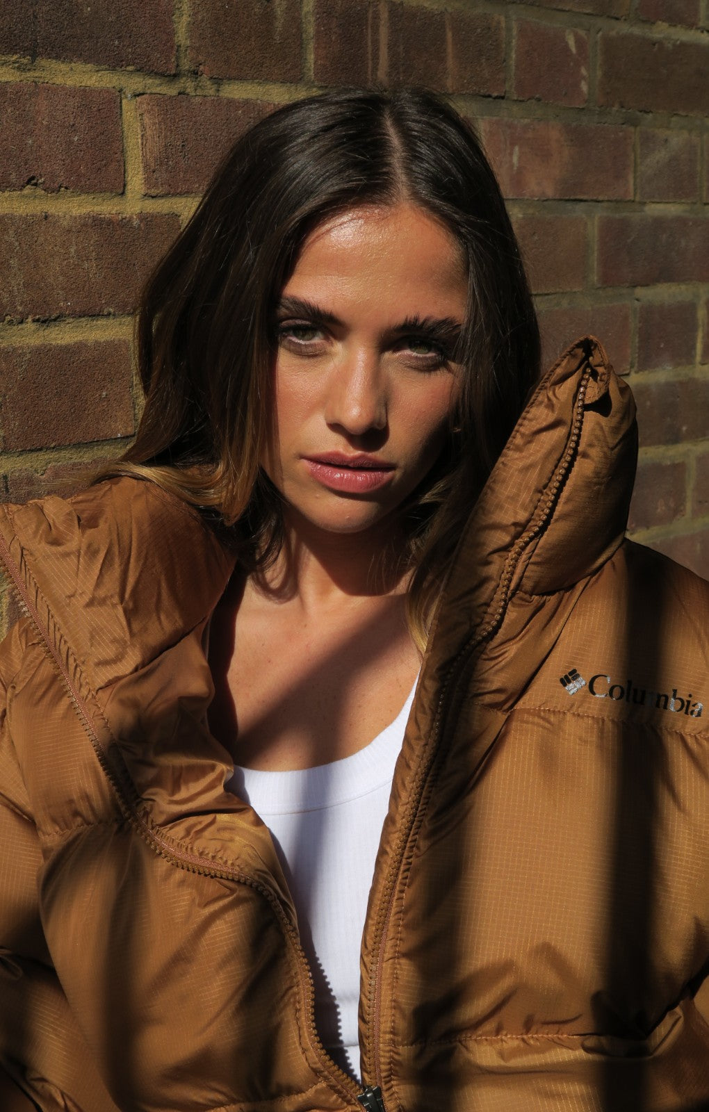 Columbia Puffect Surplus Puffer Coat In Brown
