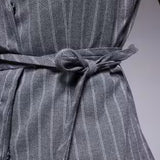 In The Style Tailored Pinstripe Tie Waist Waistcoat in Grey