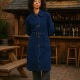 Barbour Denim Somerland Trench Jacket In Dark Wash