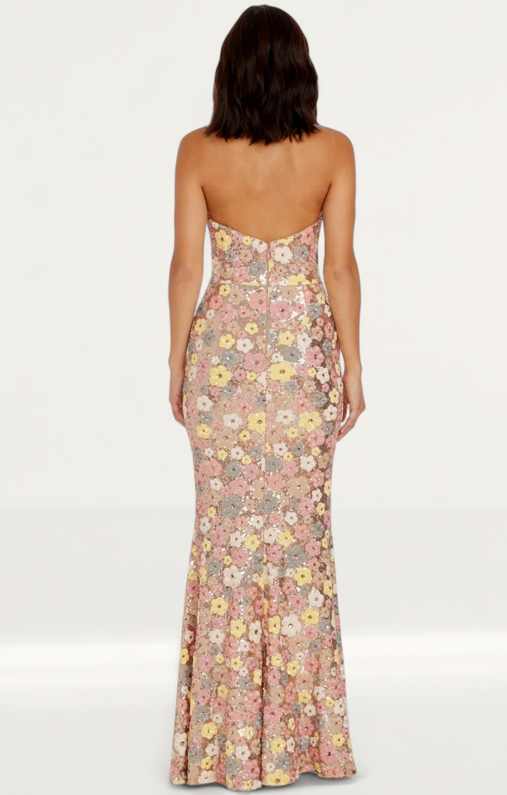 Dress The Population Janelle Floral Embellished Rose Gold Maxi Dress