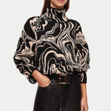 Jigsaw Rock Swirl Turtle Neck Jumper