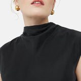 Jigsaw Silk Habotai Cowl Neck Top Black