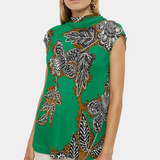 Jigsaw Block Floral Cowl Neck Top