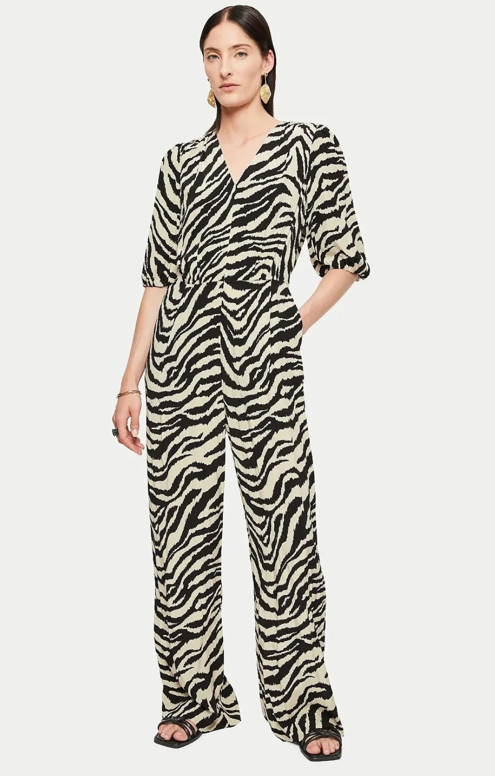 Jigsaw Zebra V Neck Jumpsuit – jumpsuits & playsuits by Jigsaw, available to rent from Hirestreet