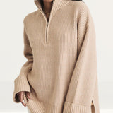 Nobody's Child Beige Knitted Oversized Half Zip Jumper